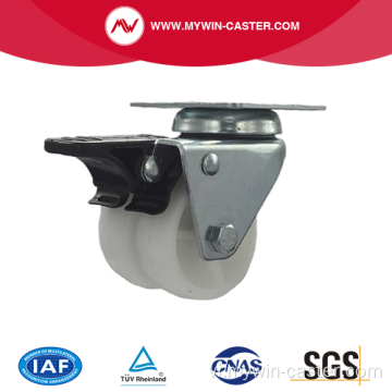 Vật liệu PP xoay 2 inch với phanh Caster đôi nhỏ